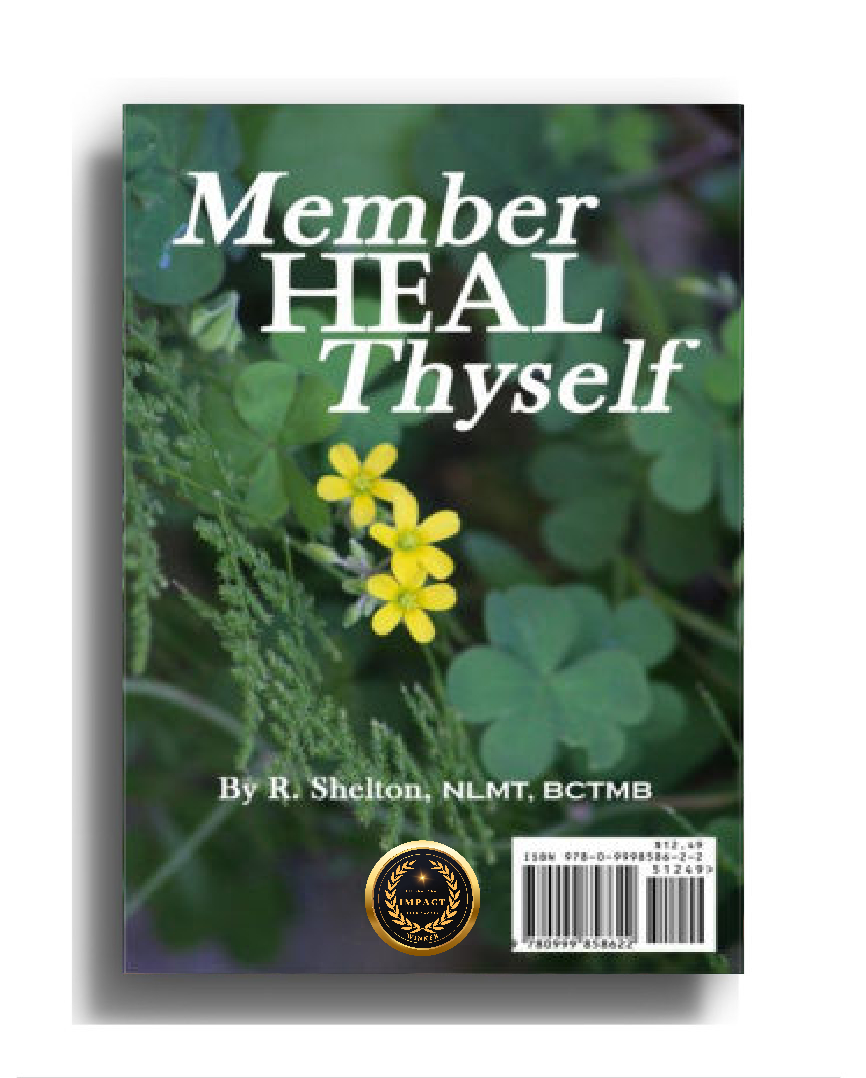member heal thyself, ebook, three yellow common sorrel flowers with green four leaf and ferns, gold seal award winning author international impact